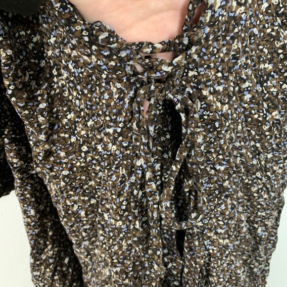 & Other Stories Boho Babydoll Brown Floral Dress 6 - Picture 5 of 6